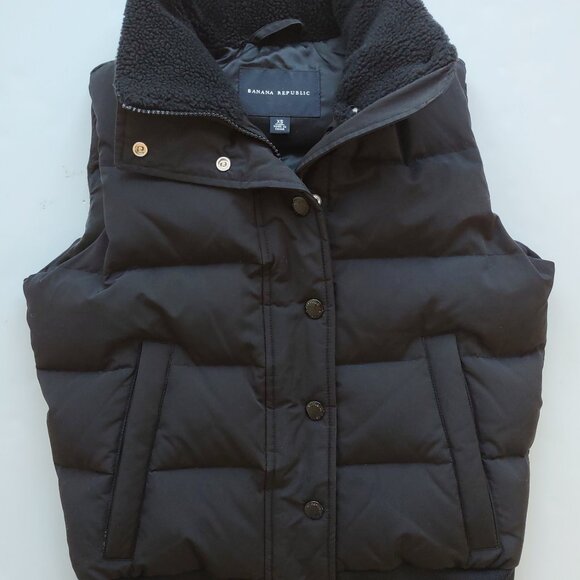 Banana Republic Down Puffer Vest Full Zip Pockets Scandi Girl Cabincore Size XS - Picture 3 of 12